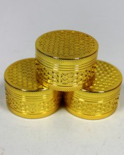 50mm Zinc Alloy Gold Honeycomb Tobacco Grinder (3 Part)