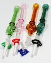 7'' Glass Donut Dab Straw With 10 mm Ceramic Tip