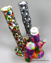 14'' Printed Silicone 2 Part Water Pipe With Bowl