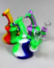 5'' Mouth Pcs Bending Silicone Water Pipe With Bowl