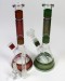 10'' Beaker Base Water Pipe With Green and Gold  Decal Paint (Down Stem & Bowl)