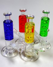 6'' Fluid Filled Glass On Glass Water Pipe With Bowl