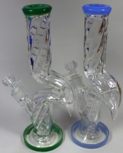 13'' Pointed Hook Glass Zong Water Pipe With Down stem And Bowl