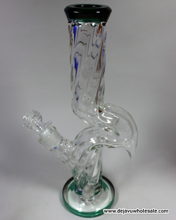 13'' Pointed Hook Glass Zong Water Pipe With Down stem And Bowl