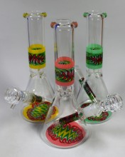 9.5'' Zig Zag  Decals Art Beaker Base Water Pipe ( Down Stem N Bowl)