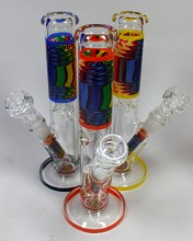 9.5'' Zig Zag Color Art Straight Water Pipe (Down Stem  N Bowl)