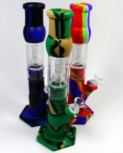 12'' Glass Straight Dome Perc Silicone Water Pipe With Bowl