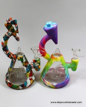 8'' Microscope Style Silicone With Glass In side & Perc w/p With Bowl