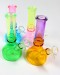 6.5'' Double Color Tube Glass Bong With Fixed Down Stem (14mm Bowl)