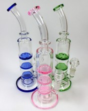 12'' Double Honeycomb With Single Turbine Water Pipe With 14mm Bowl