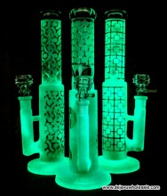 12" Single Honey Comb Glow In The Dark Water Pipe (19mm Bowl)